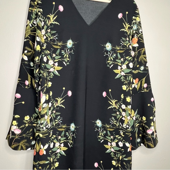 RACHEL Rachael Roy Floral Print Shift Long Sleeve Mid-Length Dress - Picture 10 of 12